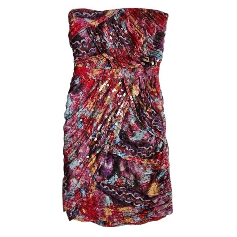 Diane Von Furtsenburg Vintage Strapless Draped Sequin Dress